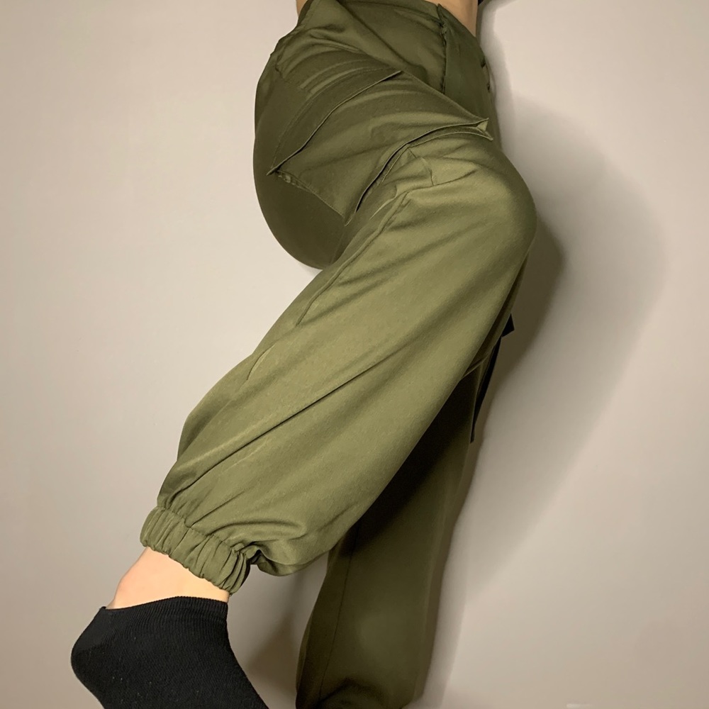 Medium (M) Green Romwe Polyester/Cotton Cargo Pant